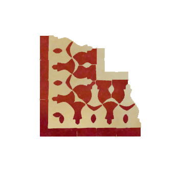 Mosaic House Moroccan tile Sharafa C Corner 11-7 Red,   Beige,    solid zellige, mosaic, zellij, border, glaze, classic, traditional 